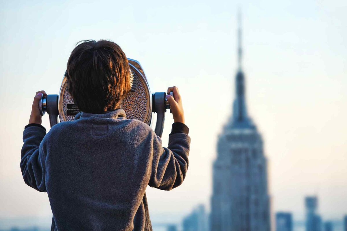 Tourist Telescope with New York Skyline